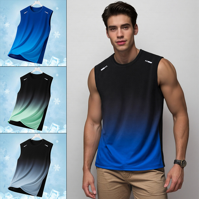 Running Gears - Rompi Olahraga Pria Gradient, Kaos Tanpa